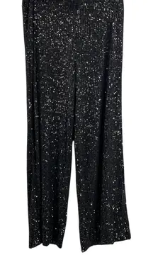 Z Supply Sequin Pull-On Pants Black Lined Stretch Womens Small Party Glam