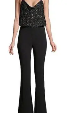 Parker Perth Black Sequined Wide Leg Jumpsuit Size 16