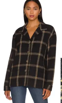 Ralph Lauren Wool Plaid Equestrian Jacket with Elbow Patches Black Size 16