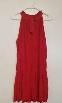 36 vintage y2k  Staccato Red Pleated Tie Neck Dress​