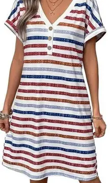 ARTANT NWOT
Casual Dresses for Women Stripe Batwing Sleeve dress V-neck summer