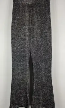 Zara Black Metallic Sparkly Festive Stretch Elastic Waist Flared Pants Size S