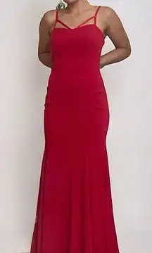 City Triangles Red Strappy Long Maxi Formal Gown