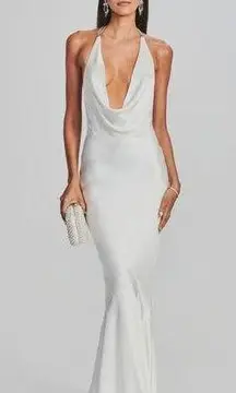 Retrofete Eve Dress in Ivory Size Medium Maxi Open Back Cowl Neckline NWT Bridal