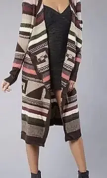 Rare Free People Boho Tribal‎ Rolla Costa Open Duster Cardigan Sweater Medium