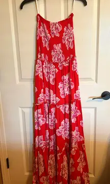 Strapless Floral Dress