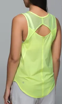 Lululemon Sculpt Tank Top Mesh Sleeveless Back Cutout High Low Hem Neon NWT 4