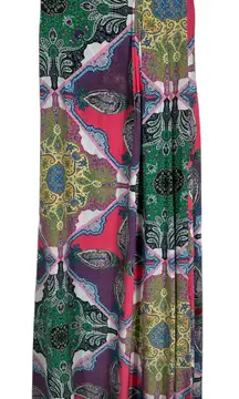 Yumi Kim Silk Colorful Print Faux Wrap Midi Skirt‎ - Small Printed Artsy Flowy