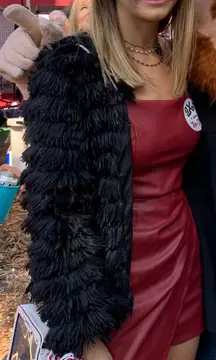 Black Fuzzy Fringe Jacket