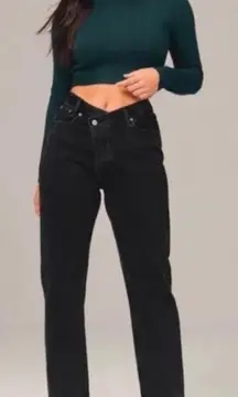Abercrombie & Fitch The Dad High Rise Jean Size 8 / 29 Cross Front Black