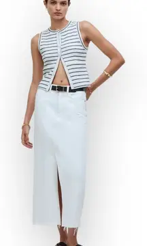 Madewell Split-Crewneck Cardigan Tank Women's XXS White Black Striped NWT