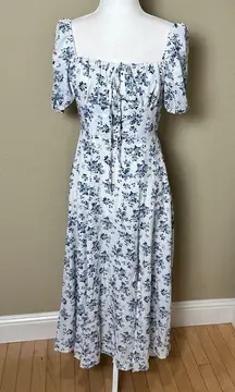 SHEIN On / Off Shoulder Corset Top Blue & White Floral Maxi Dress - size Small