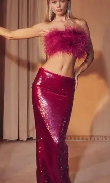 NEW House of CB Alexis Pink Sequin Maxi Skirt