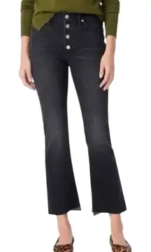 J.Crew 9” Billie Demi Boot Crop Jeans Black Gray Button Fly Raw Hem Women’s 26P