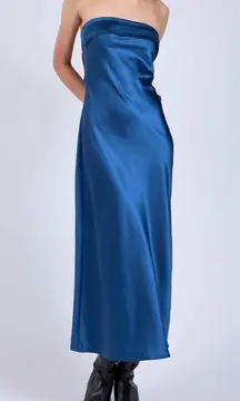 Satin Silk Backless Amazon Tube Top Maxi Dress