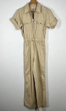 WeWoreWhat Flight Suit Small S Khaki Jumpsuit One Piece Short Sleeves New $228