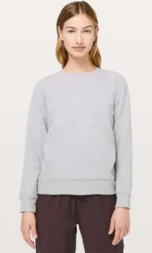 Lululemon Catch A Moment Crew Heathered‎ Core Light Grey Sweater Size 12
