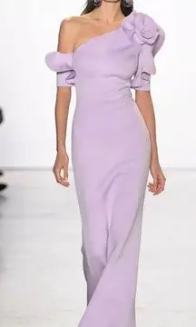 Badgley Mischka • Lilac Asymmetric Floral-Embellished Dress gown scuba mermaid