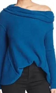 Free People teal cowl neck strawberry fields sweater size‎ medium