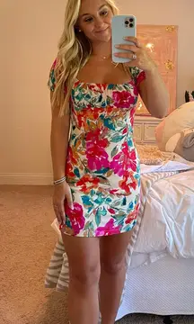 Floral Puff Sleeve Mini Dress