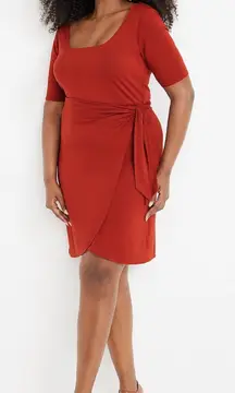 Maurices 24/7 Solid Wrap Mini Dress Burnt Orange Large Casual Fall Autumn Office