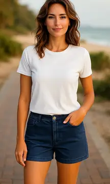 American‎ Eagle Outfitters Super Stretch MIDI Shorts Womens Size 10 Blue