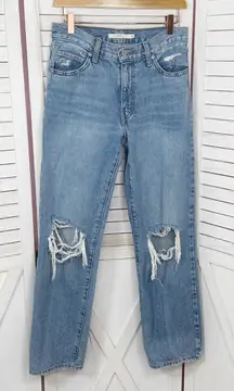 Levi’s ‘94 Baggy Distressed Ripped Knee Mid Rise Straight Leg Jeans Blue 26 X 31