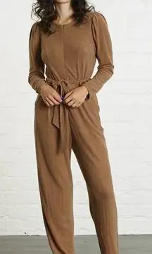 dRA Los Angeles Hyde Jumpsuit Mocha Brown Tan Long Sleeve Size XS