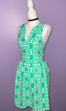 Green and White Patterned Dress