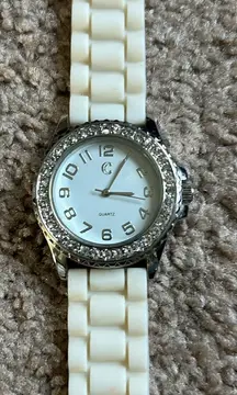 Charming Charlie women’s vintage white/silver‎ silicon adjustable watch