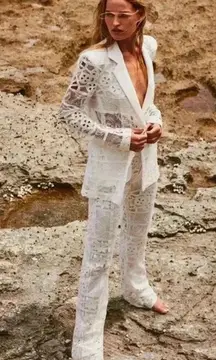 Alexis Harlie Jacket White‎ French Cut Lace Blazer Size Small
