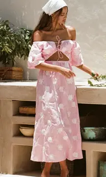 Sabo Skirt Nalu Off Shoulder Dress - Gingham pink and white  NWT