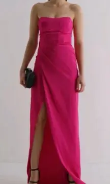 Strapless Satin Maxi Dress