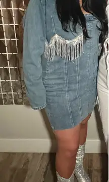 Denim Sequin Jacket Shein Fringe