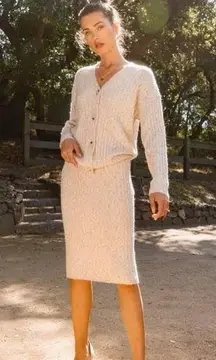 Tea N Rose Cream Midi Pencil Skirt for Cocktail