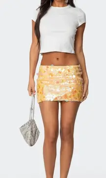 Yellow mini sequin skirt
