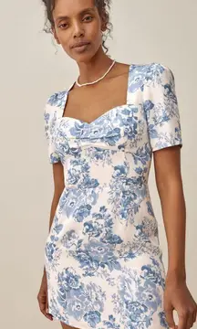 Reformation | Brittney Sweetheart Floral Mini Dress in Olympia Blue