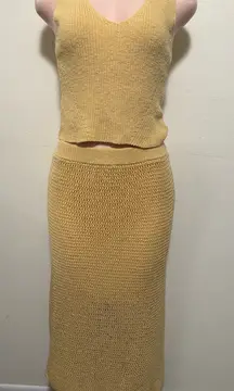 Rachel Zoe light yellow Knit Sweater Tank & lined Skirt Set woman size Medium