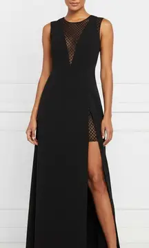 NWT BCBG MaxAzria Valentine in Black High Slit Crepe Evening Gown Dress 8