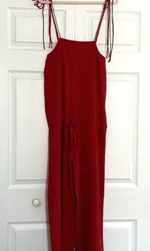 GREY LAB Los Angelos Red Wide Leg Shoulder Tie Pants Size S