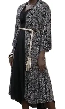 New Jessica Simpson Snake Print Tiered Hem Midi Topper Linnea Black Size Small