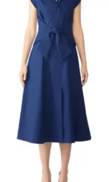 SEA New York Lennox Blue A-line Tie Waist Midi Dress‎ Size 0