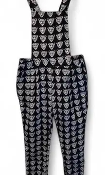 Lavish Alice Black & White Cheetah Face Print Dungaree Overalls Sz 12 Clubwear
