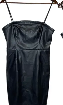 NA-KD Faux Leather Black Bandeau PU Mini Dress w Removable Straps sz 40 / Large