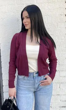 Banana republic Burgundy plum wool cashmere cardigan sweater sz xs 