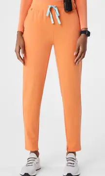 Figs High Waisted Alva Skinny Tapered Scrub Pants in Shaka Orange Large Tall NWT