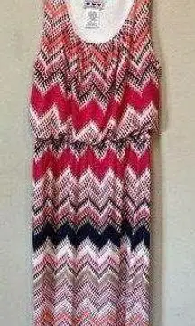 Three Pink Hearts Trixxie Women’s Pink Striped Boho Maxi Dress Stretch Small