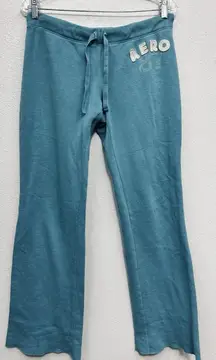 Aeropostale Sweatpants Size Medium Blue Y2K Aero 87 Wide Leg Low Rise Spell out