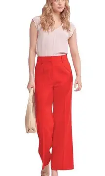 HOBBS LONDON LINEN HIGH WAIST ANKLE CROP TROUSER PANTS 4