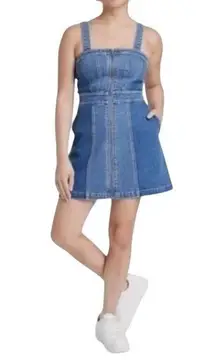 Wild Fable Denim Mini Pinafore Wash Patchwork Zipper Jean Dress western cowgirl
